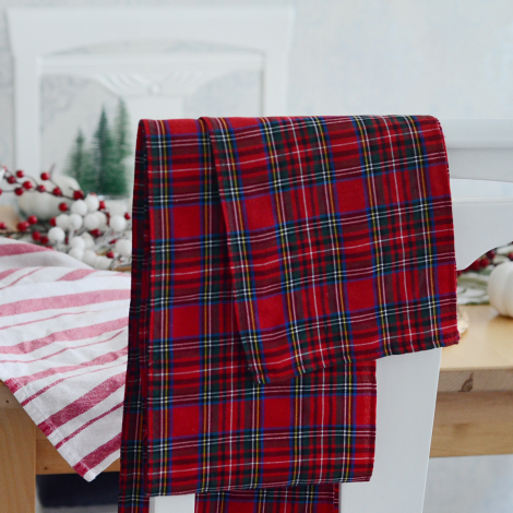 Chair decoration bow ribbon / red plaid, 20x300 cm - 4