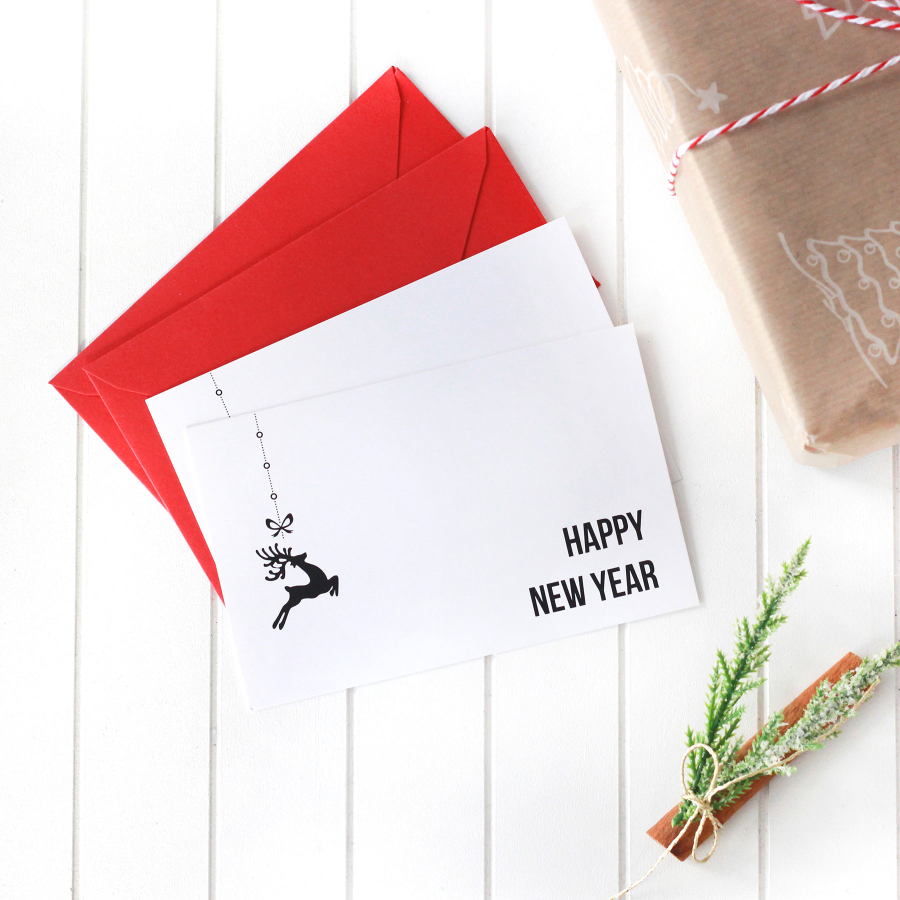 Christmas card set with envelope, Happy New Year / 2 pcs - 1