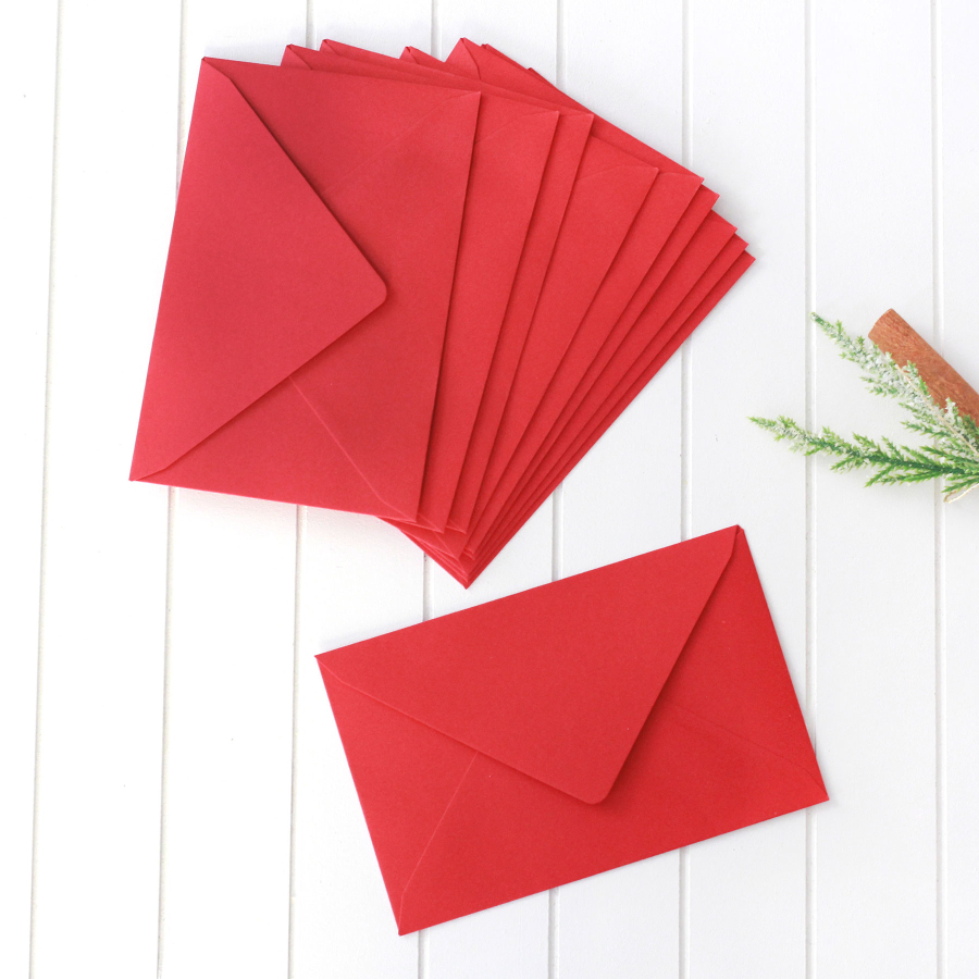 Christmas red greeting card envelope, 9x14 cm / 10 pcs - 1