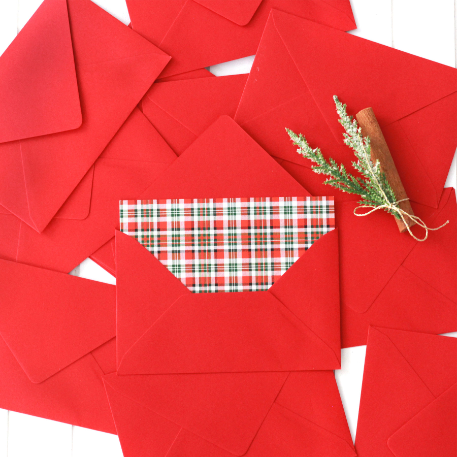 Christmas red greeting card envelope, 9x14 cm / 10 pcs - 2