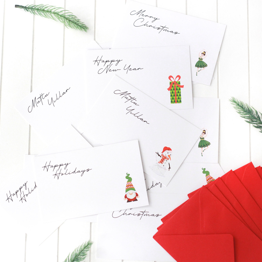 Christmas mixed figured envelope card set, 12 pcs - 1