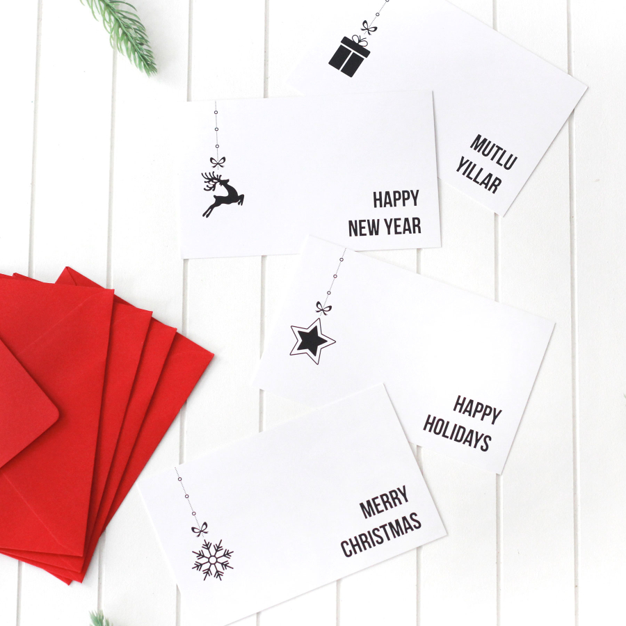 Christmas mixed card set with envelopes with greeting messages, 4 pcs - 1