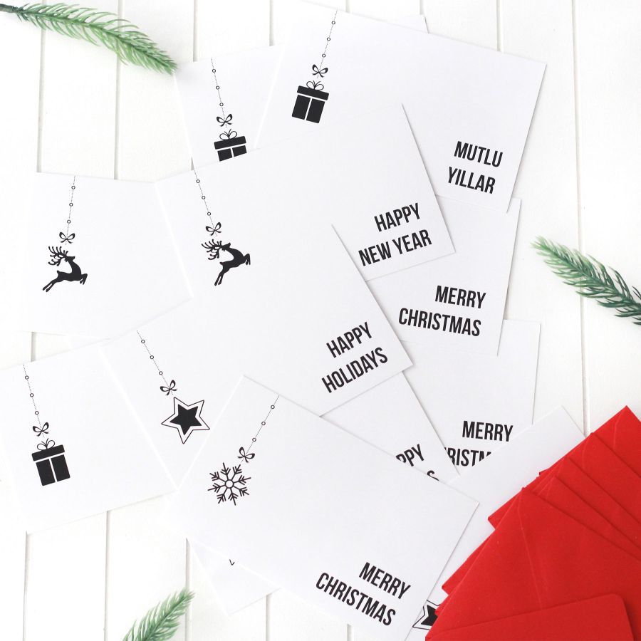 Christmas mixed card set with envelopes with greeting messages, 12 pcs - 1