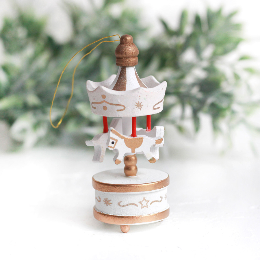 Christmas ornament carousel, 8.5 cm / White (1 piece) - 1