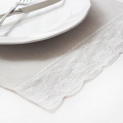 Poly-linen placemat with lace, natural, 35x45 cm / 2 pcs - 2