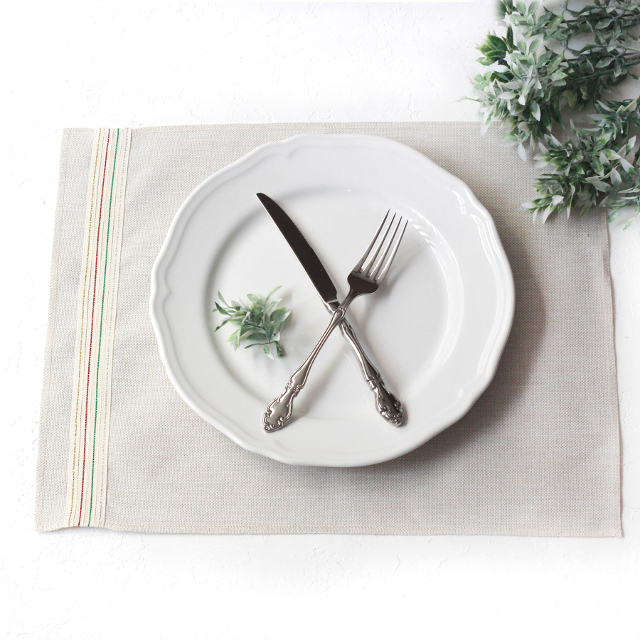 Poly-linen placemat with Glittered stripes, natural, 35x45 cm / 6 pcs - 1