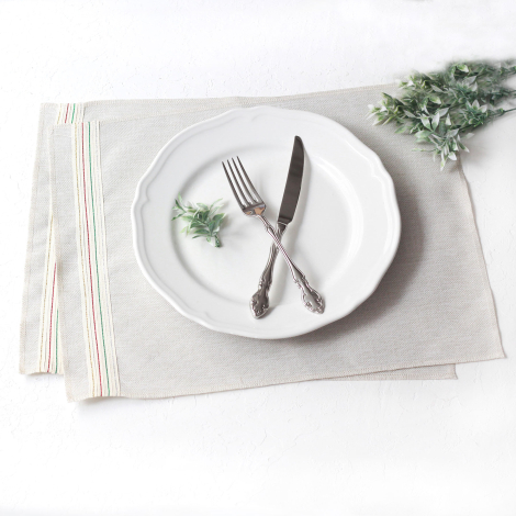 Poly-linen placemat with Glittered stripes, natural, 35x45 cm / 6 pcs - 4