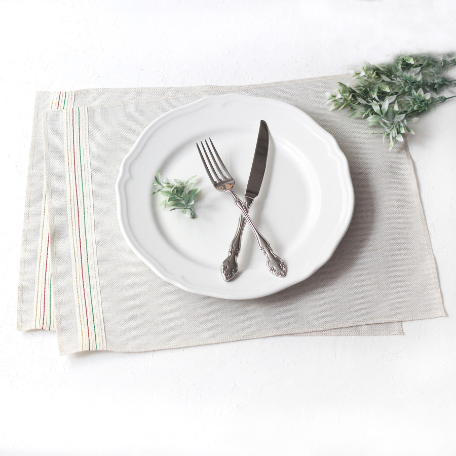 Poly-linen placemat with Glittered stripes, natural, 35x45 cm / 2 pcs - 4