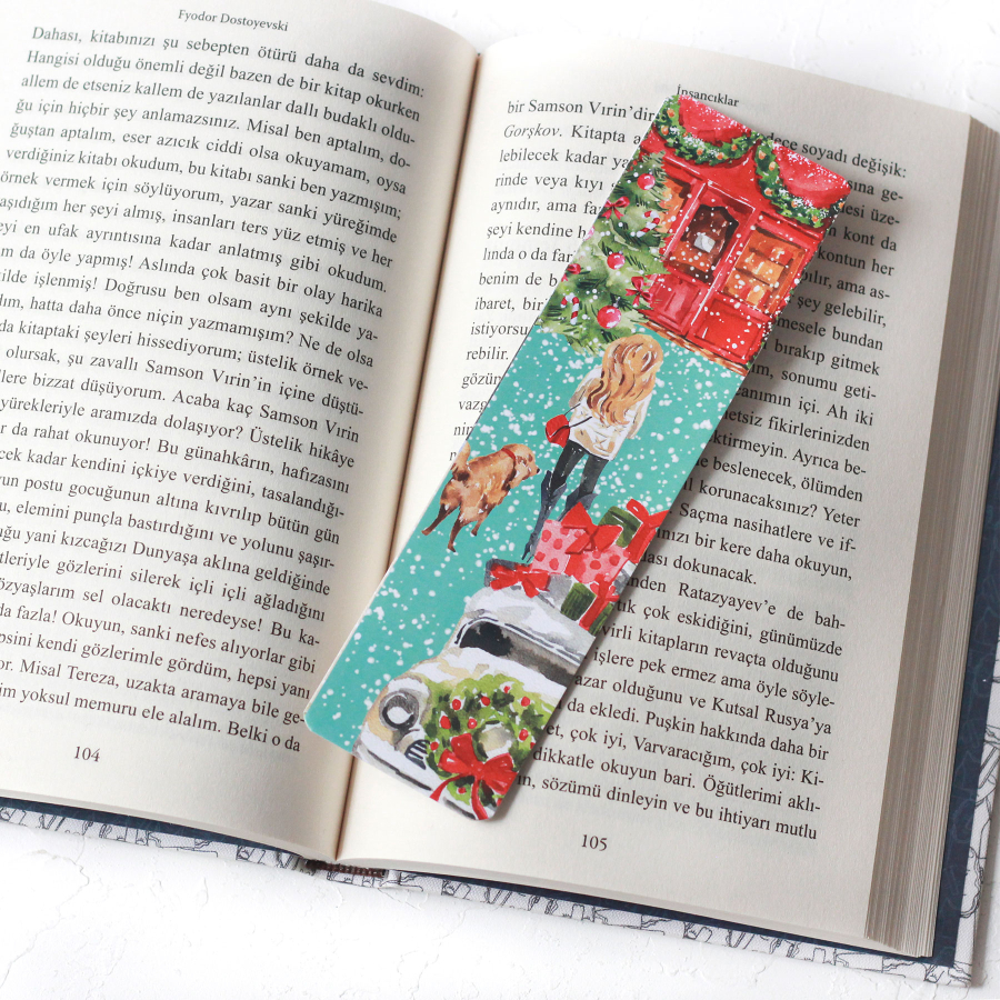 Christmas bookmark, street / 2 pcs - 2