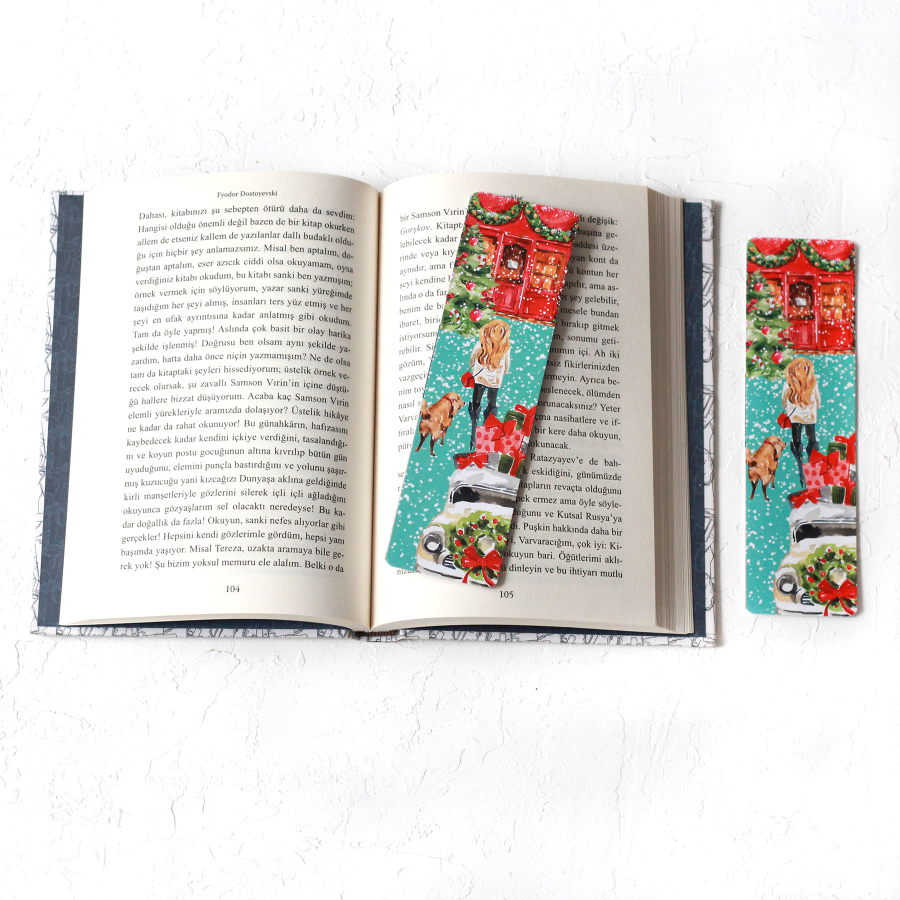 Christmas bookmark, street / 2 pcs - 1