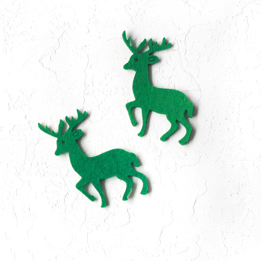 Felt motif, deer, green / 2 pcs - 1