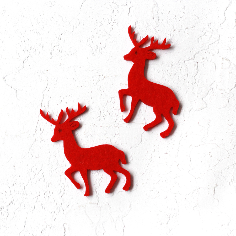 Felt motif, deer, red / 2 pcs - 1