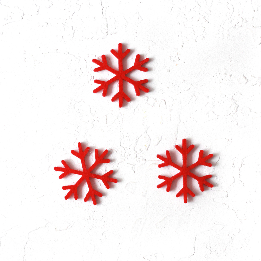 Christmas felt snowflake ornament, red / 3 pcs - 1