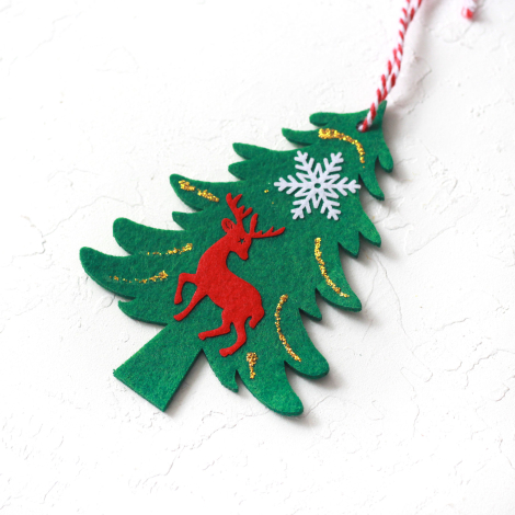 Christmas felt pine tree ornament, green / 1 piece - 3