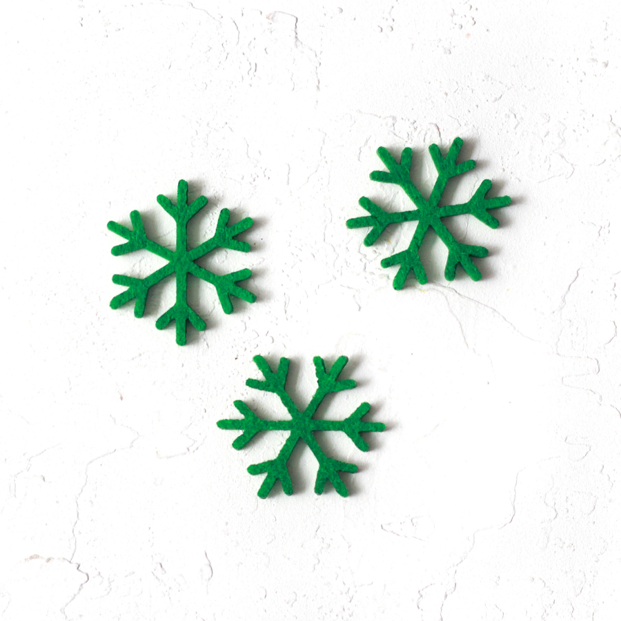 Christmas felt snowflake ornament, green / 3 pcs - 1