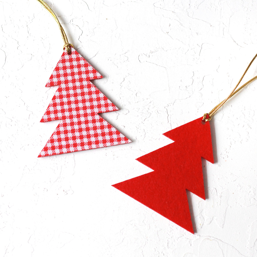 Felt ornament, gingham pine / 2 pcs - 2