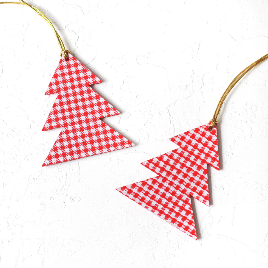 Felt ornament, gingham pine / 2 pcs - 1