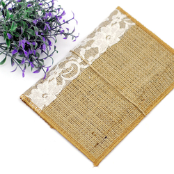 Jute envelope with lace, 14x19 cm / 2 pcs - 2