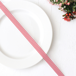 Red and white striped taffeta ribbon, 2 metres / 15 mm - 3