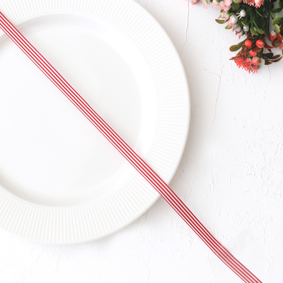 Red and white striped taffeta ribbon, 2 metres / 10 mm - 3