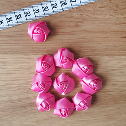 Candy pink satin roses, 2 cm / 10 pcs - Bimotif