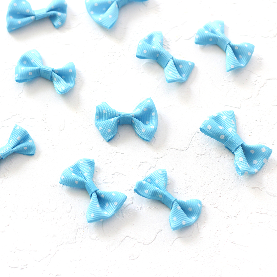 Bow, polka dot / 3 pcs (Baby Blue) - 1