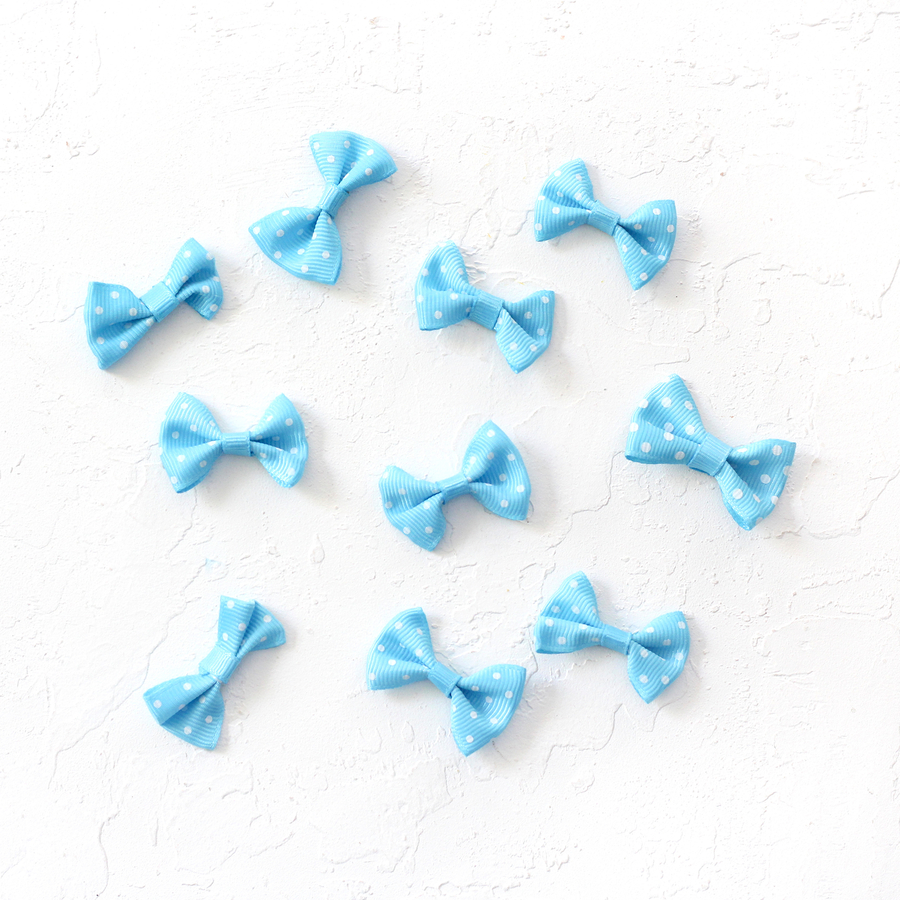 Bow, polka dot / 3 pcs (Baby Blue) - 2