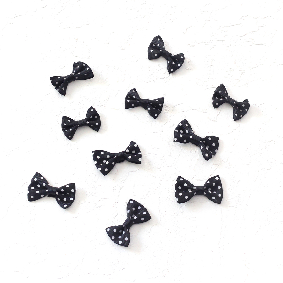 Bow, polka dot / 3 pcs (Black) - 2