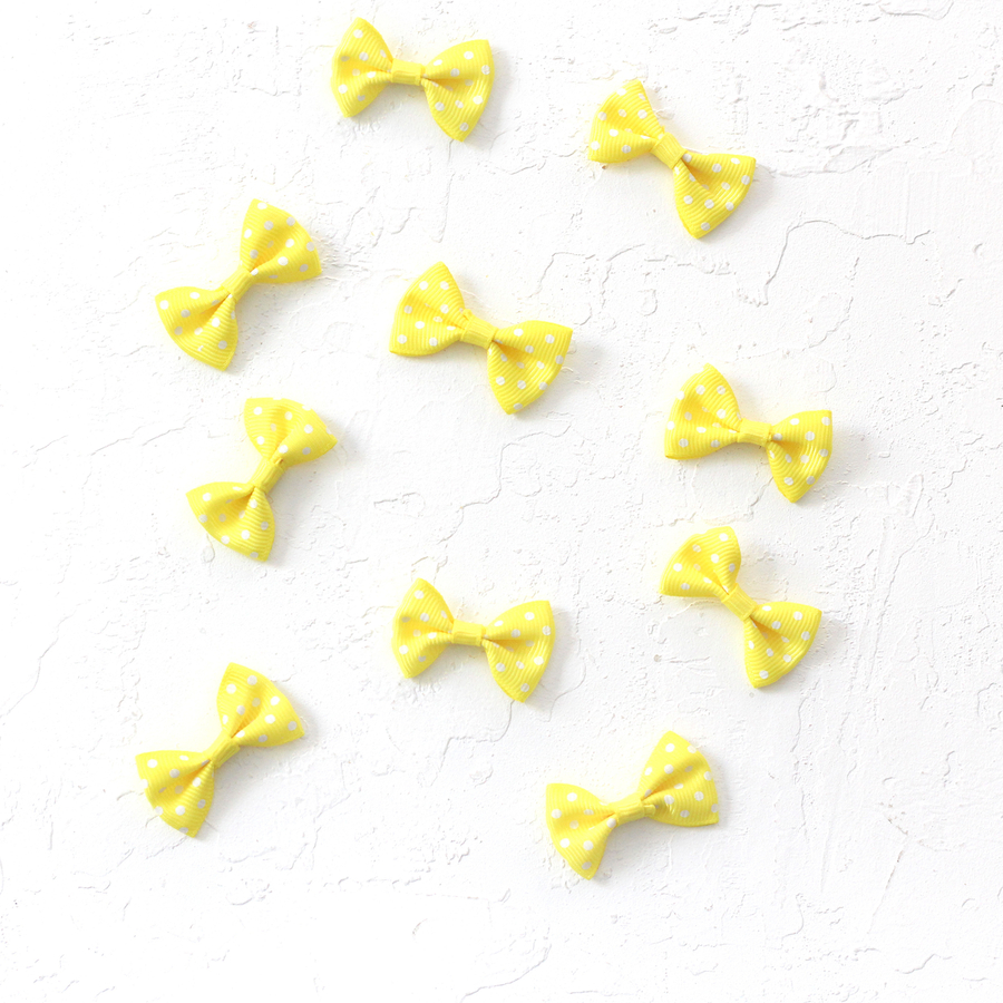 Bow, polka dot / 3 pcs (Yellow) - 2