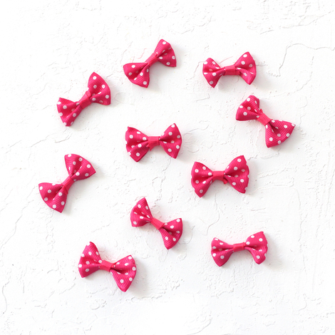 Bow, polka dot / 3 pcs (Dark Pink) - 2