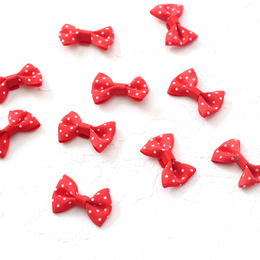 Bow, polka dot / 3 pcs (Red) - 1