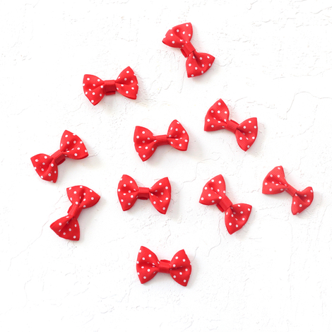 Bow, polka dot / 3 pcs (Red) - 2