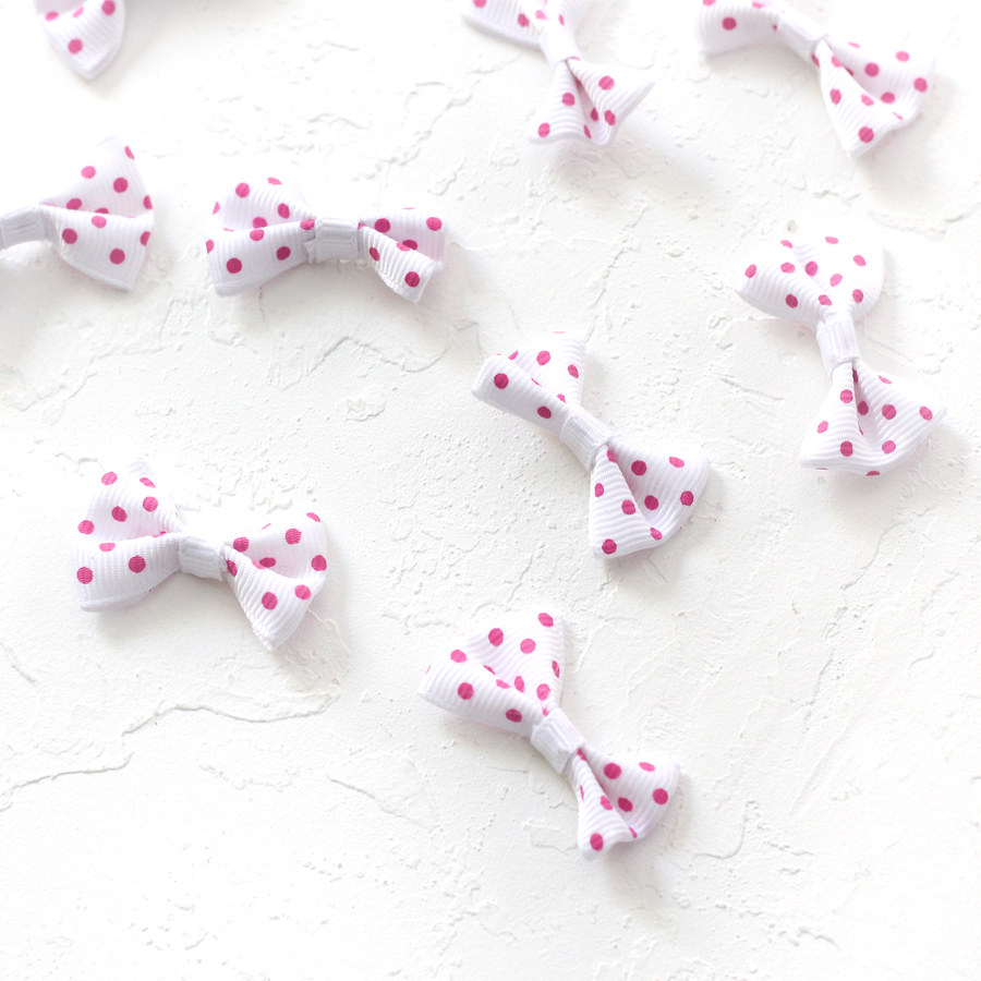 Bow, polka dot / 3 pcs (White) - 1