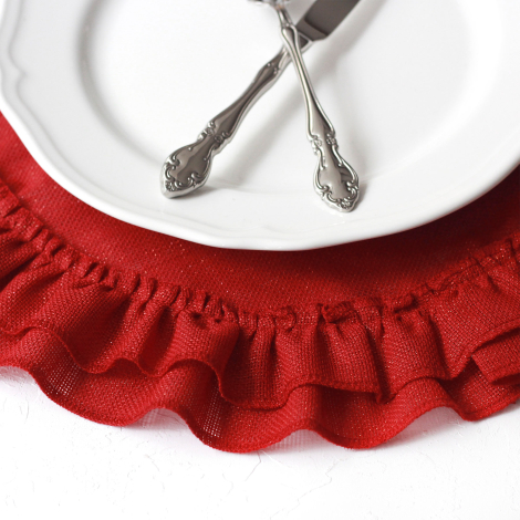 Glittered red ruffled supla, 46 cm / 6 pcs - 4