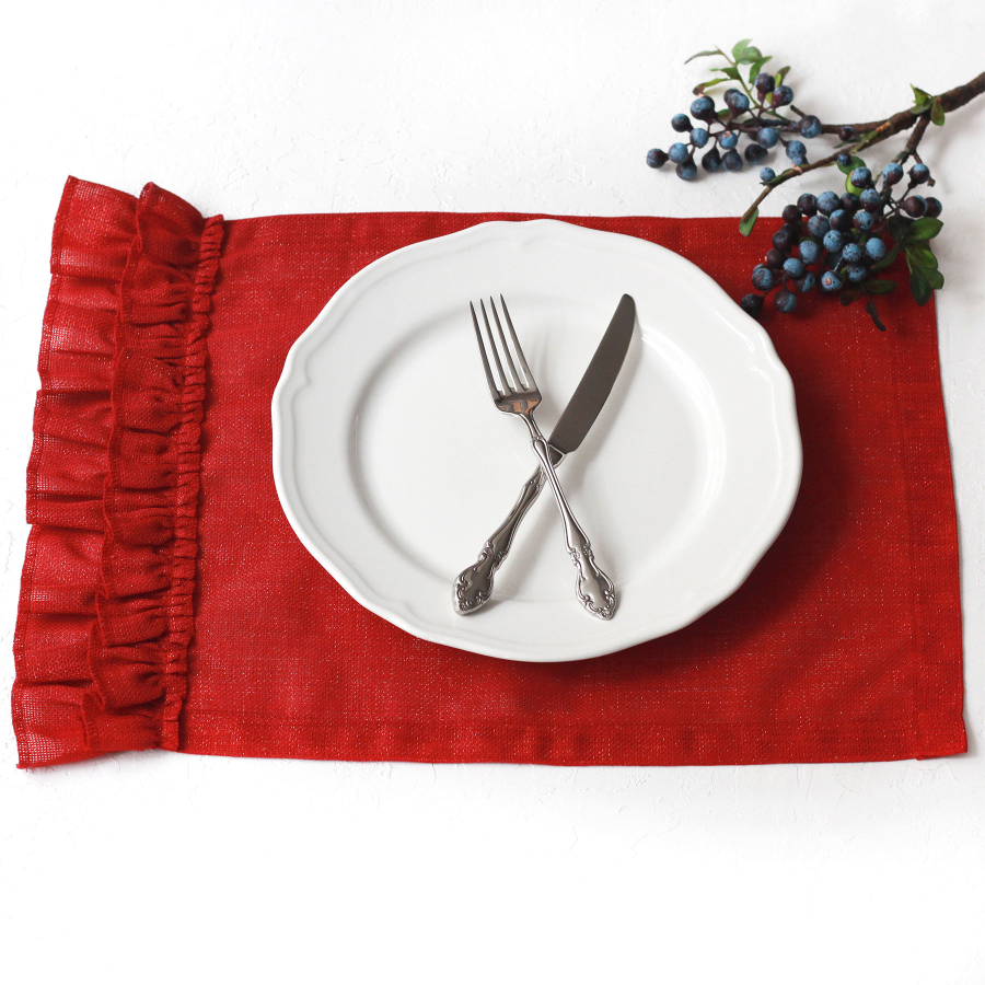 Glittered red ruffled Placemat, 35x50 cm / 2 pcs - 1