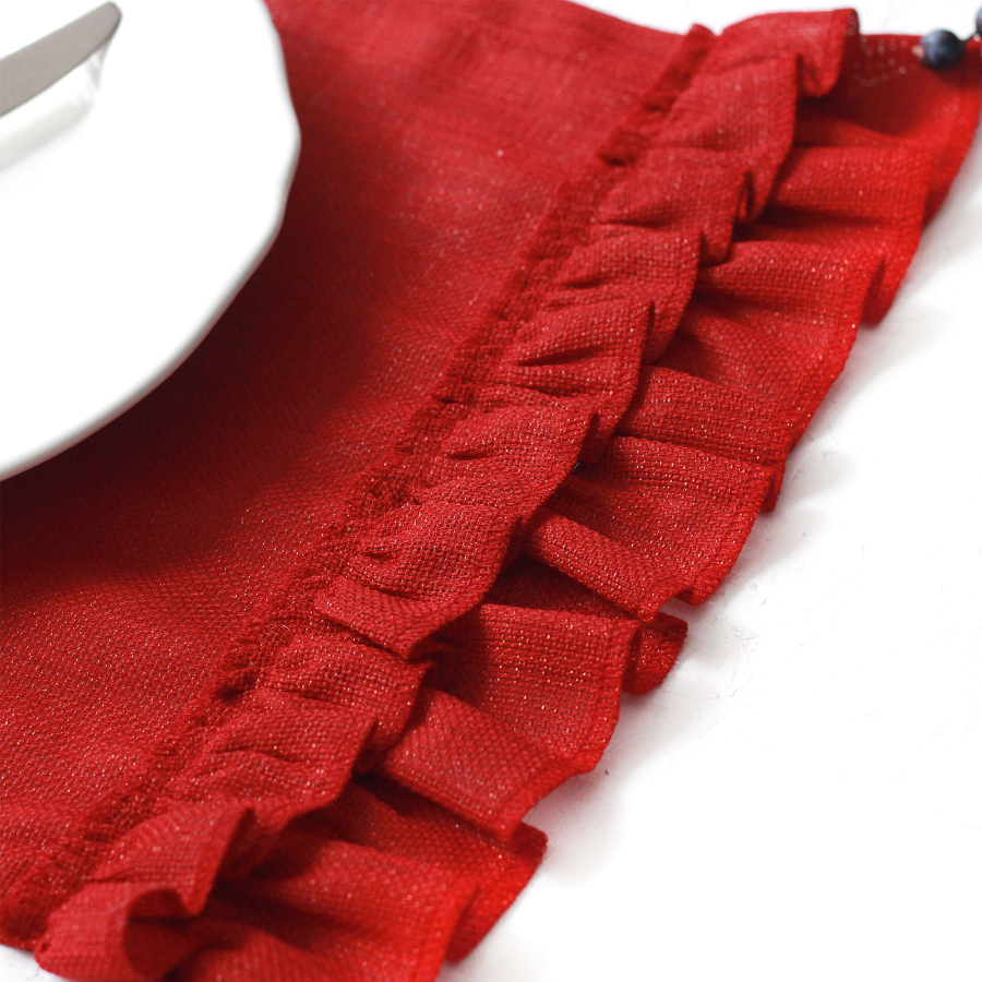 Glittered red ruffled Placemat, 35x50 cm / 2 pcs - 4