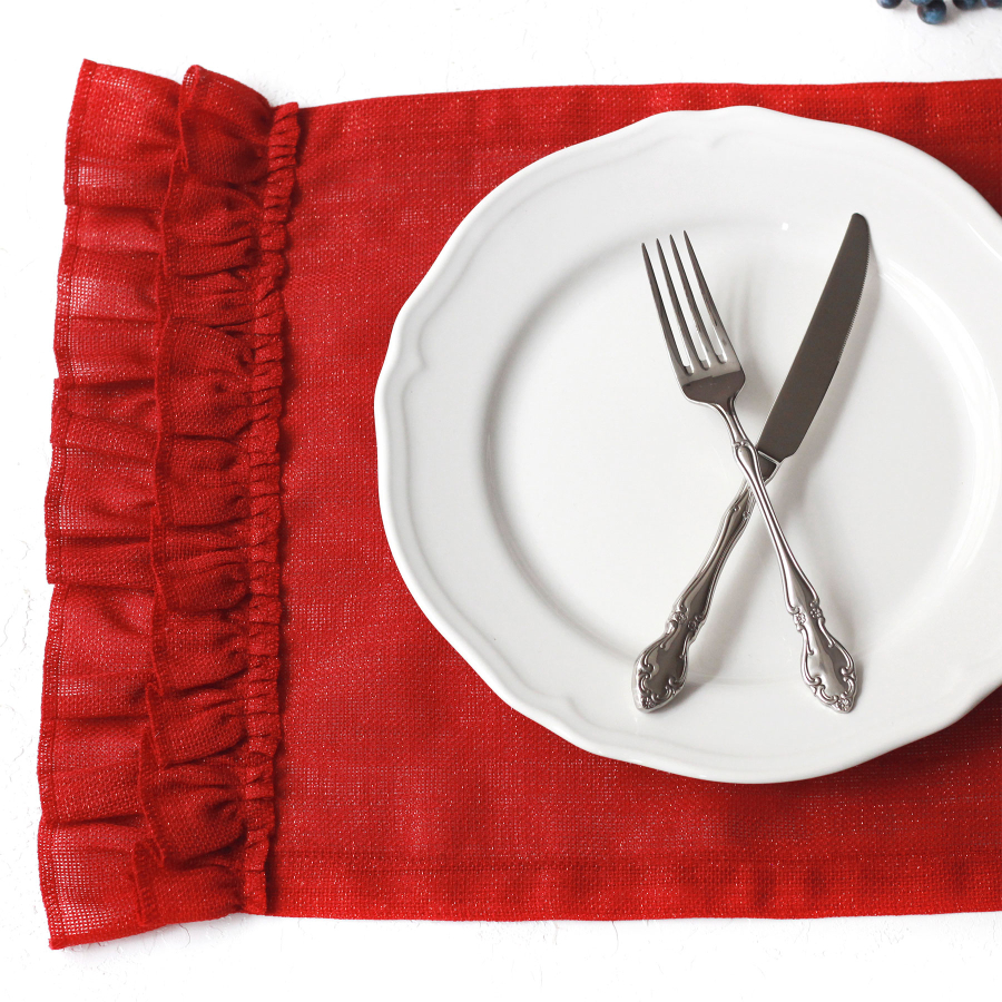 Glittered red ruffled Placemat, 35x50 cm / 6 pcs - 2