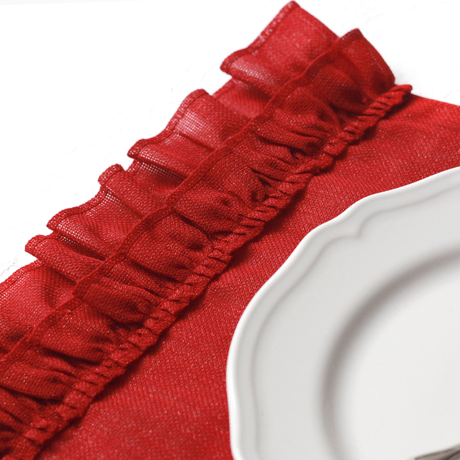 Glittered red ruffled Placemat, 35x50 cm / 6 pcs - 4