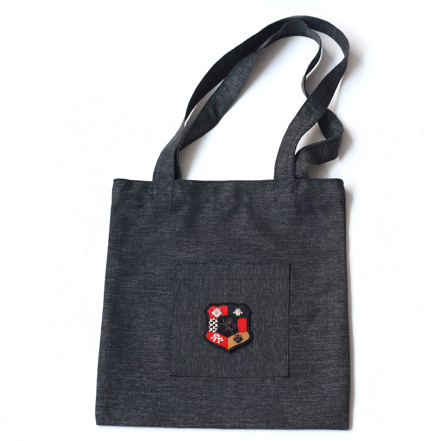 Heraldic lion, black poly-linen fabric bag, 35x40 cm - 1