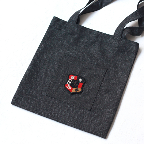 Heraldic lion, black poly-linen fabric bag, 35x40 cm - 2