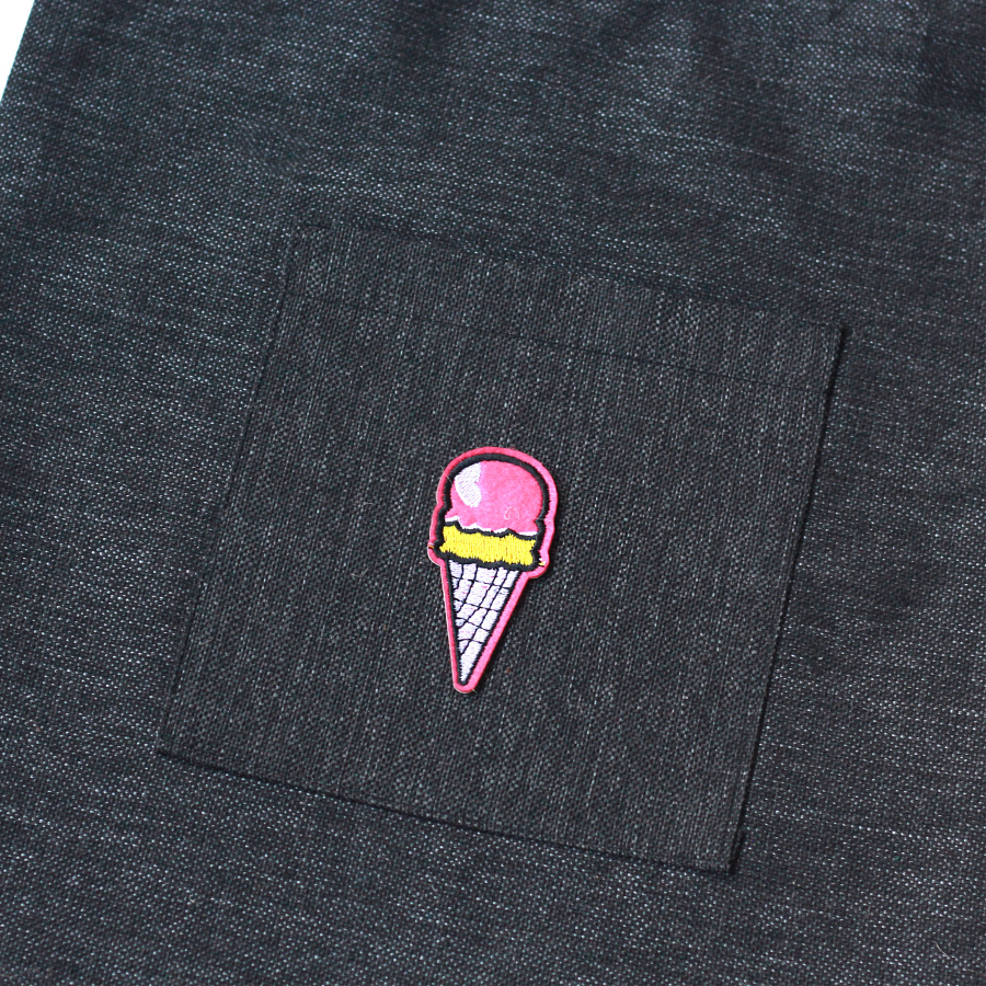 Ice cream, black poly-linen fabric bag, 35x40 cm - 3