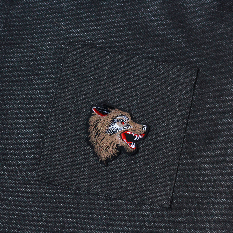 Wolf, black poly-linen fabric bag, 35x40 cm - 3