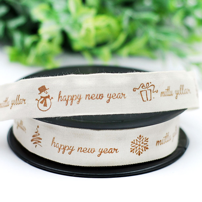 Cotton ribbon, happy new year, 2 cm / 5 metres - 2