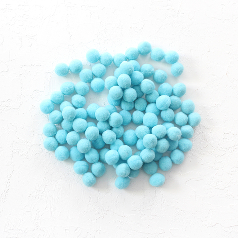 Plush pompom, 1.5 cm / 50 pcs / Light Blue - Bimotif