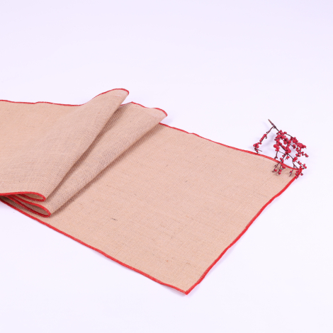 Jute runner with red overlock edge, 45x150 cm - 4