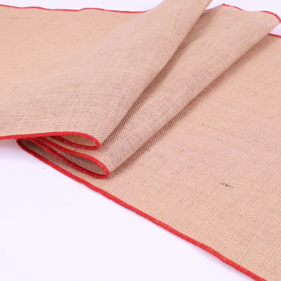 Jute runner with red overlock edge, 45x150 cm - 2