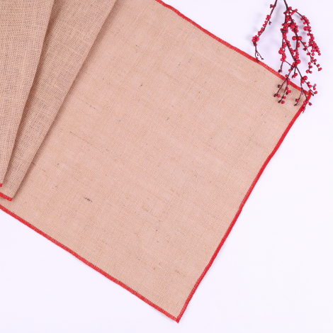 Jute runner with red overlock edge, 45x150 cm - 5