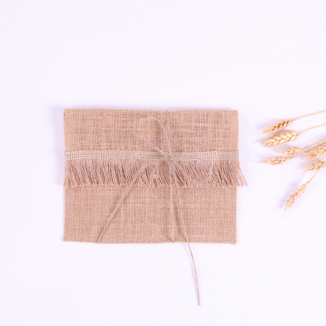 Jute envelope with fringe fringe edge, 14x19 cm / 10 pcs - 5