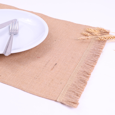 Tassel fringe edged jute place setting, 35x45 cm / 6 pcs - 4