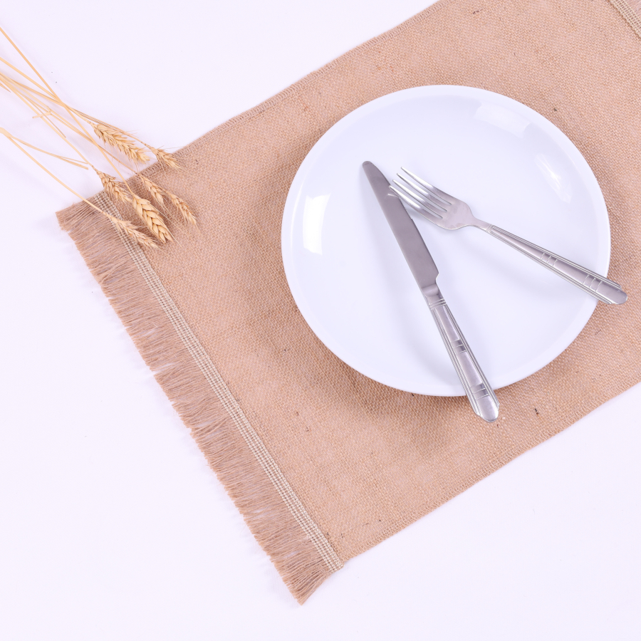 Tassel fringe edged jute place setting, 35x45 cm / 6 pcs - 1